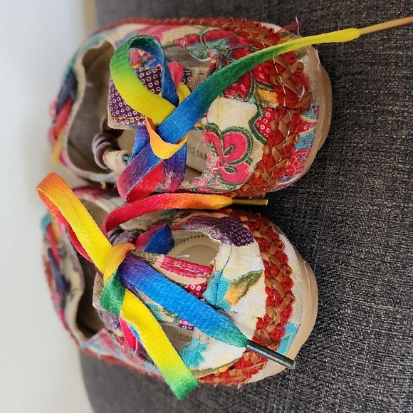 BOHO espadrille type shoe with ankle tie - Picture 7 of 8